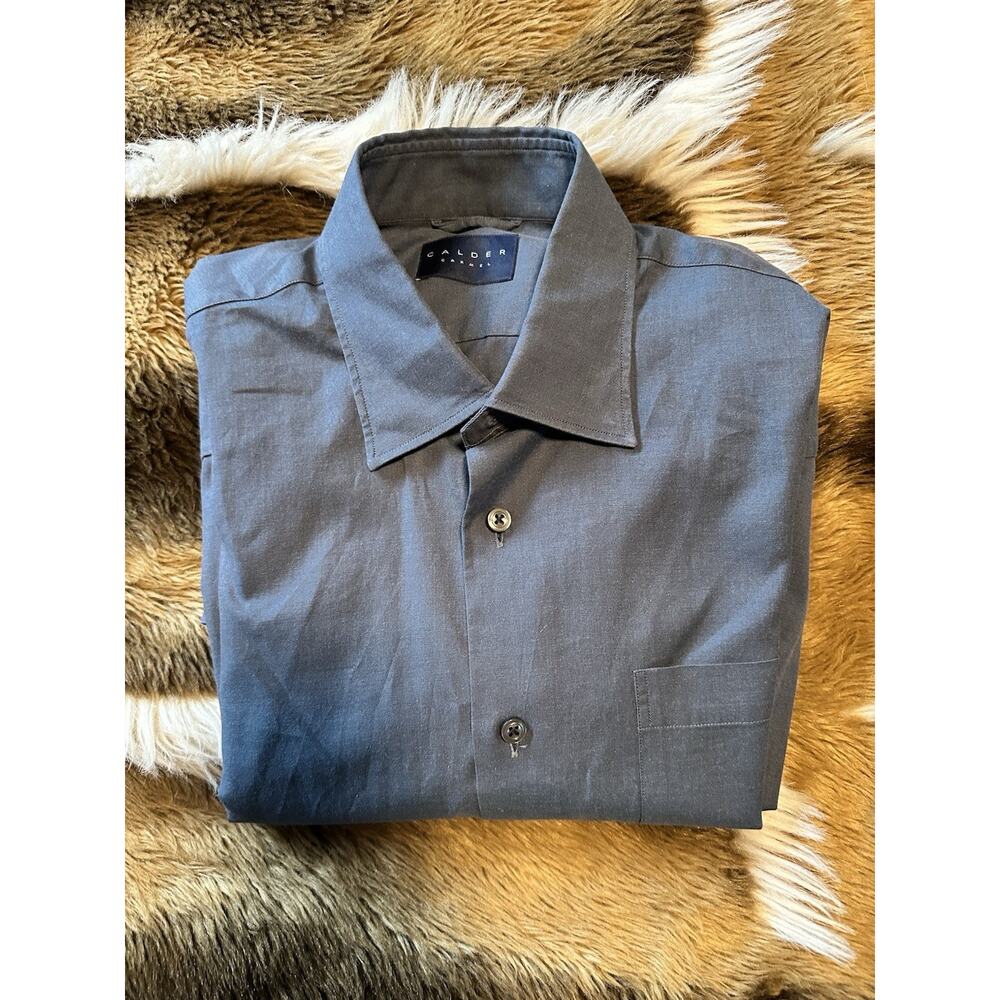 $268 Retail CALDER CARMEL Sport Shirt Medium Dark Blue Mother Of Pearl Buttons!!